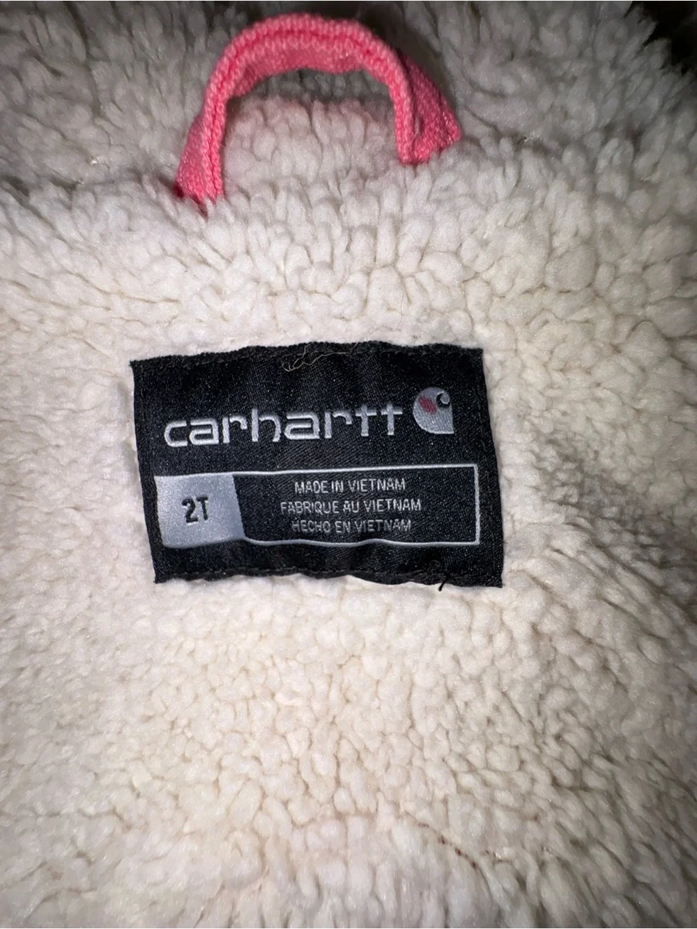Toddler Carhartt Pink Hooded Sherpa-Lined Jacket
